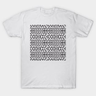 Monochrome Waves Pattern T-Shirt